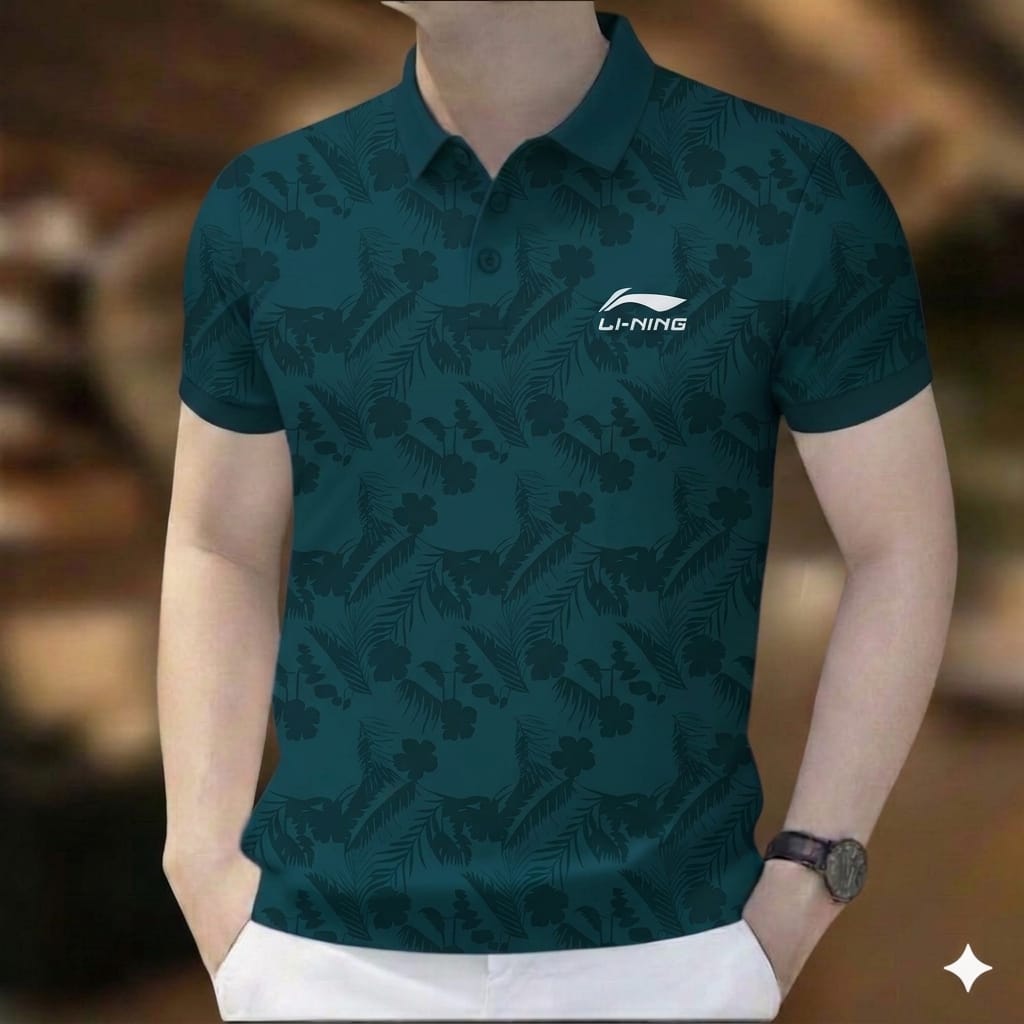 Super Premium PK Cotton Polo Shirt For Men's [Pata Print Petrol]