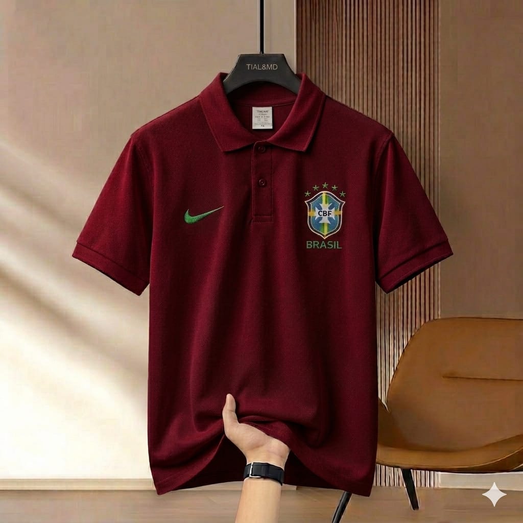 Super Premium China PK Cotton Jersey Polo Shirt For Men's [Brazil Jersey Maroon]