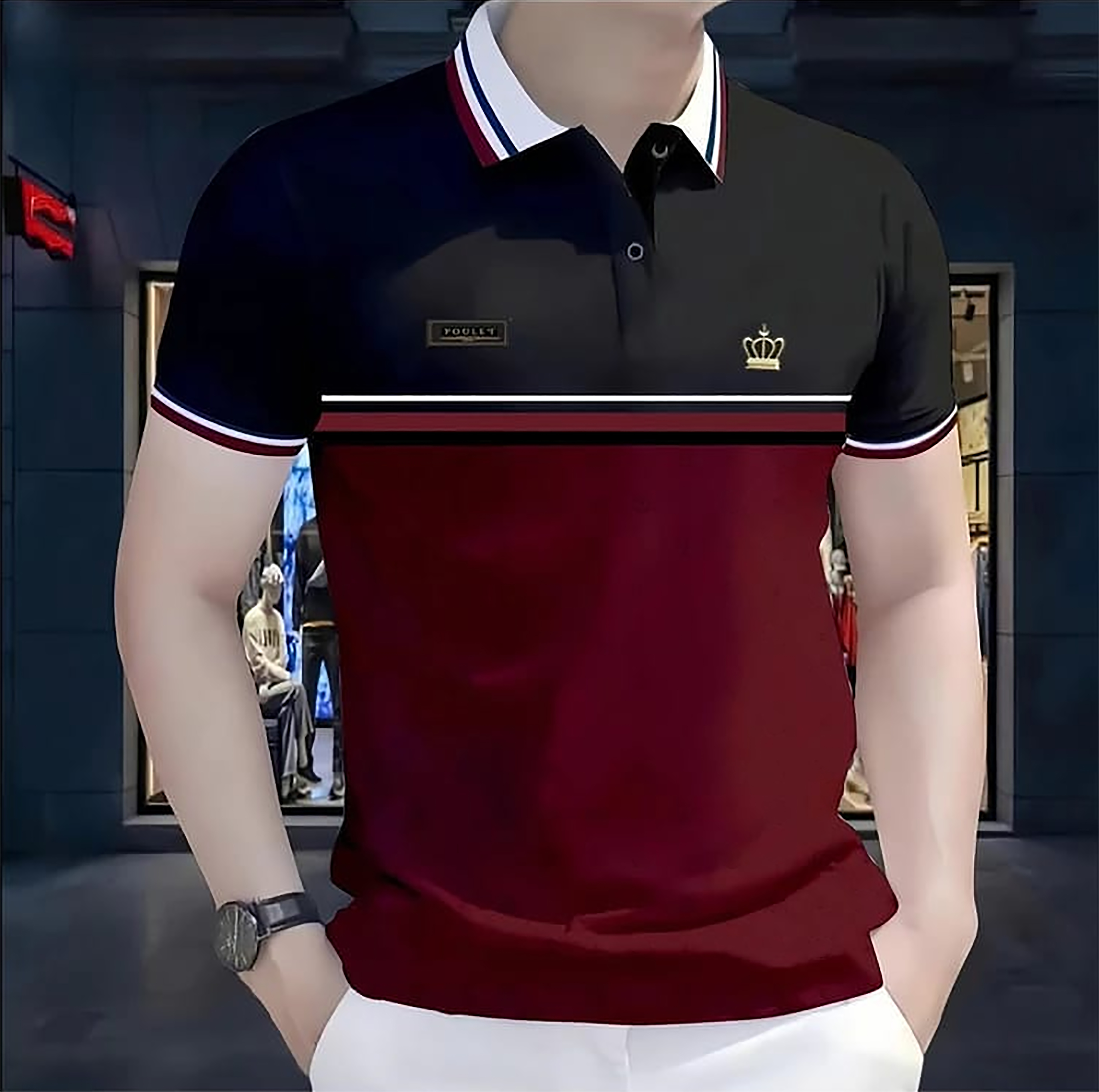 Super Premium PK Cotton Polo Shirt For Men's [ Mukut Black/Maroon ]