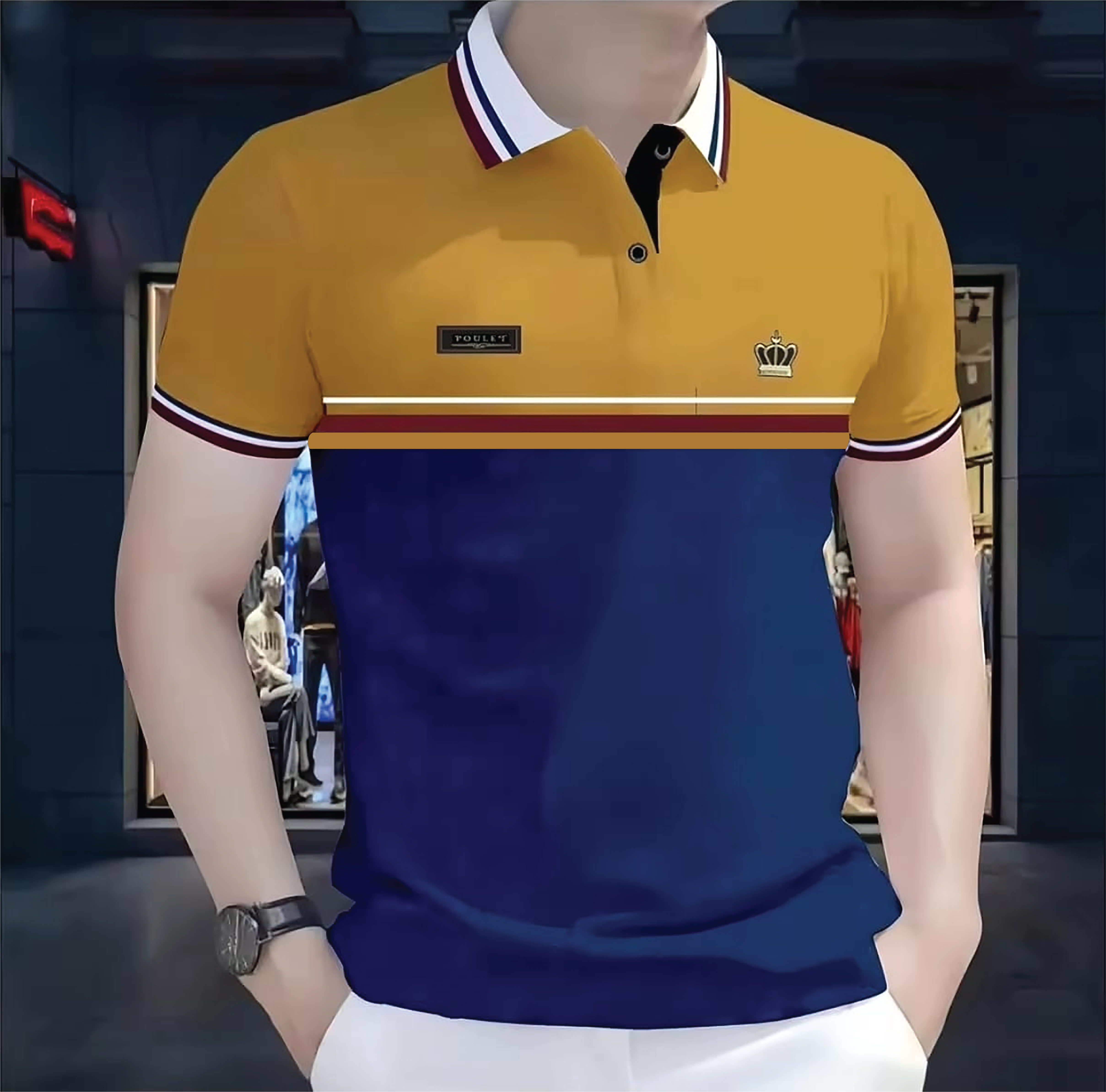 Super Premium PK Cotton Polo Shirt For Men's [ Mukut kathali/Blue ]
