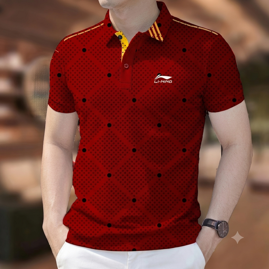 Super Premium PK Cotton Polo Shirt For Men's [ Ball Print Red ]