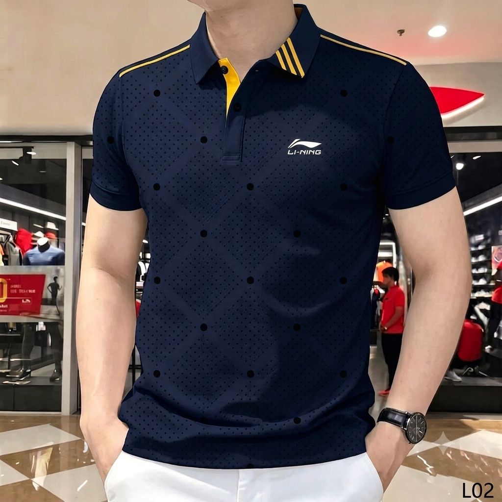 Super Premium PK Cotton Polo Shirt For Men's [ Ball Print Nevy Blue ]