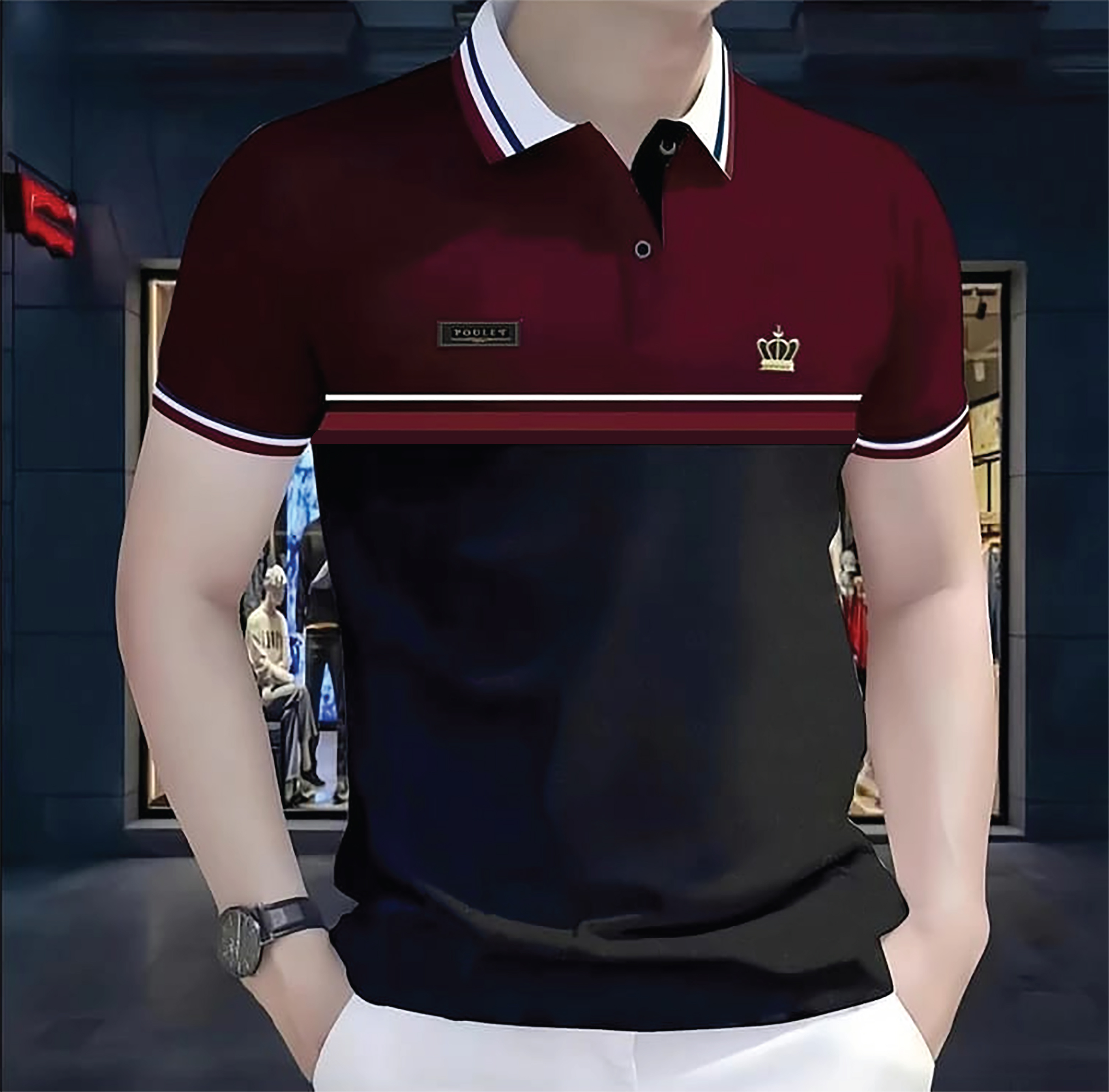 Super Premium PK Cotton Polo Shirt For Men's [ Mukut Maroon/Black ]
